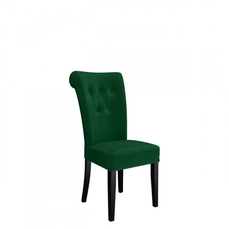 Veneti Luxusná jedálenská stolička NOSSEN 3 - čierna / zelená / čierne klopadlo